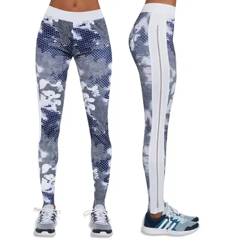 Dámske klasické nohavice Dámske športové legíny BAS BLACK Code bielo-modrá - XL
