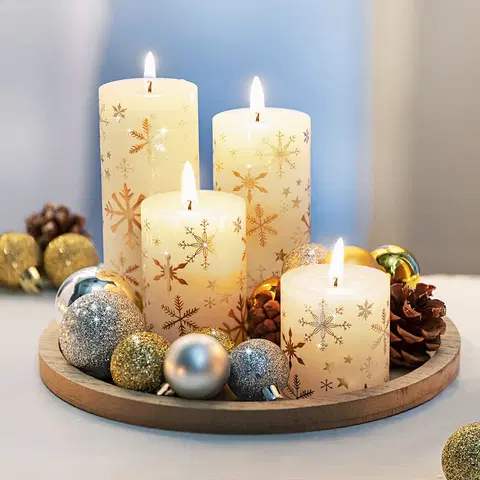 Vianočné dekorácie Dekoračná sada so sviečkami Biele Vianoce