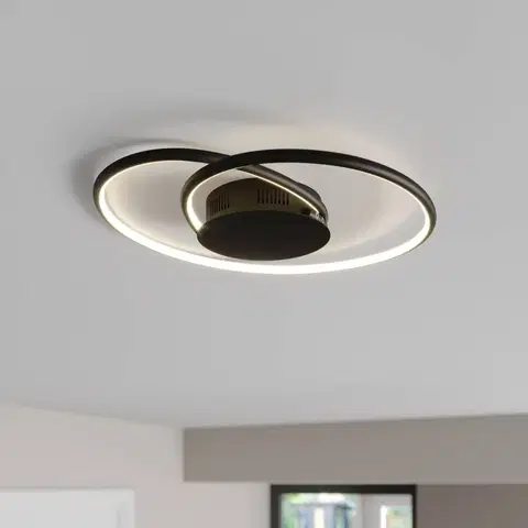 Stropné svietidlá Lindby Lindby LED stropné svietidlo Joline, čierne, 45 cm, kov