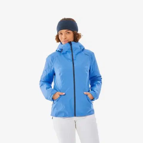 bundy a vesty Dámska hrejivá lyžiarska bunda 500 modrá