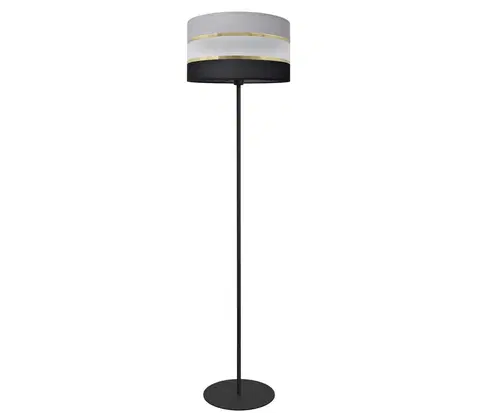 Lampy  Stojacia lampa HELEN 1xE27/60W/230V čierna/šedá/zlatá 