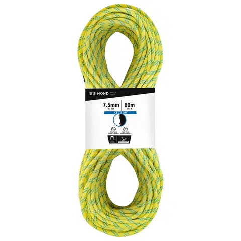 kemping Polovičné lano na lezenie a horolezectvo - Rappel Ice 7,5 mm X 60 m žlté