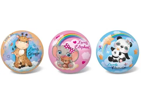 Hračky - Lopty a loptové hry MADE - Lopta zvieratka - slon, panda, žirafa, 23 cm
