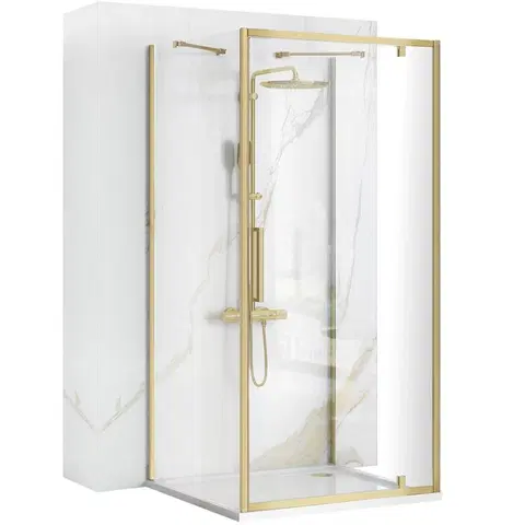 Sprchové dvere REA/S - Rohový sprchovací kút RAPID SWING Brush Gold Dvere: 100 x Sprchová zástena: 80 KPL-02523