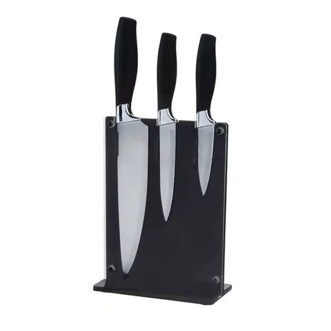Kuchynské nože EH 3-dielna sada nožov v bloku na nože Black