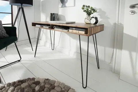 Písacie stoly LuxD Písací stôl Shayla, 110 cm, sivá akácia