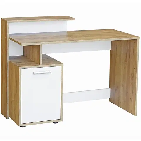 Moderné kancelárske stoly Písací stôl  DSB 01 craft zlatý/biela