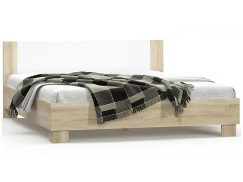Postele NABBI Mateo LB-180 manželská posteľ s roštom 180x200 cm dub sonoma / biela