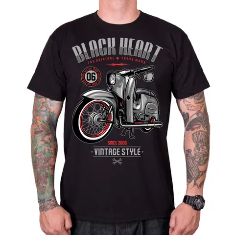 Pánske tričká Tričko BLACK HEART Vintage Style čierna - XXL