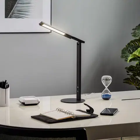 Stolové lampy na písací stôl Fabas Luce LED lampa na písací stôl Ideal stmievač čierna