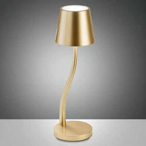 Vonkajšie osvetlenie terasy Fabas Luce Stolová LED lampa Judy, batéria, IP54, zlatá