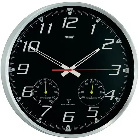 Hodiny Nástenné hodiny DCF Mebus s teplomerom a vlhkomerom, 35 cm