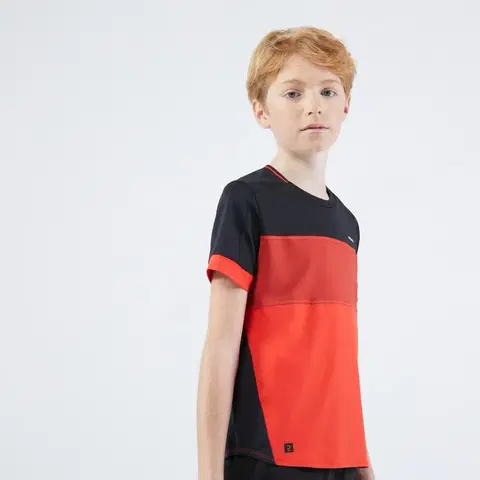 bedminton Chlapčenské tenisové tričko TTS Dry čierno-červené