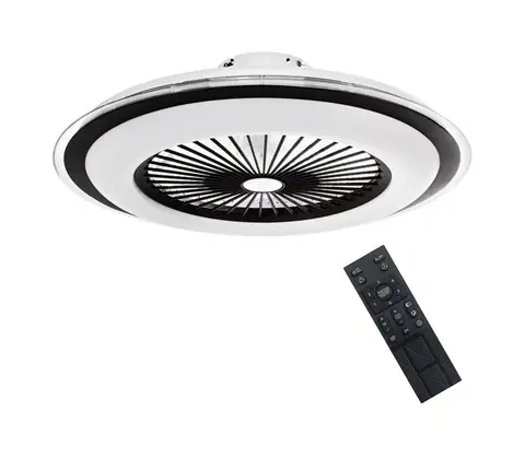 Ventilátory  LED Stmievateľné stropné svietidlo s látorom ZONDA LED/48W/230V čierna + DO 