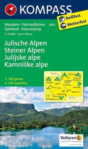 Turistika, skaly Julische Alpen/Steiner Alpen 2801 - mapa 1:75 000