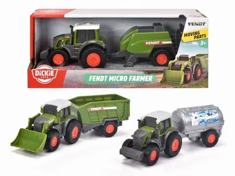 Hračky - dopravné stroje a traktory DICKIE - Traktor Fendt Micro Farmer, 18 cm, 3 druhy, Mix produktov