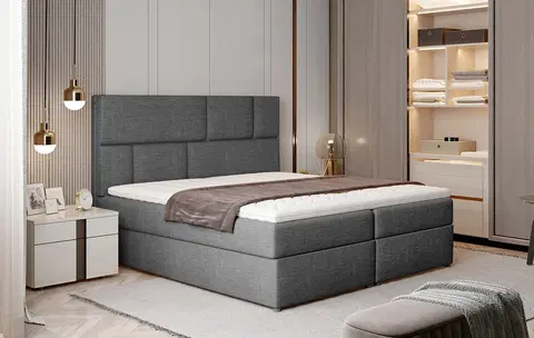 Postele NABBI Ferine 165 čalúnená manželská posteľ s úložným priestorom sivá (Sawana 05)