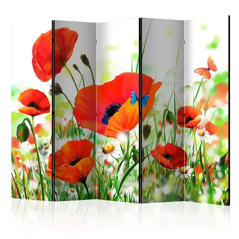 Paravány Paraván Country poppies Dekorhome 225x172 cm (5-dielny)