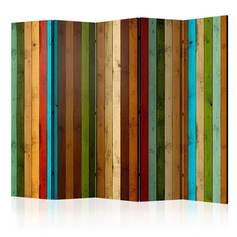 Paravány Paraván Wooden rainbow Dekorhome 225x172 cm (5-dielny)