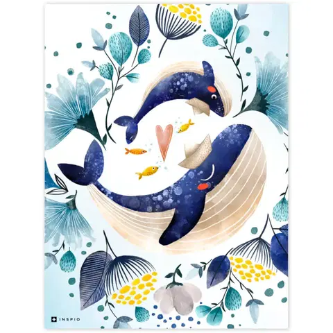 Obrazy do detskej izby Obraz do detskej izby - Veľrybky s kvetmi