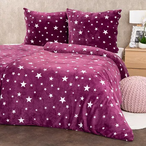 Obliečky 4Home Povlečení mikroflanel Stars violet, 140 x 220 cm, 70 x 90 cm