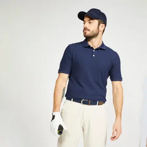 dresy Pánska golfová polokošeľa s krátkym rukávom WW500 tmavomodrá
