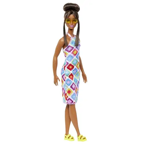 Hračky bábiky MATTEL - Barbie modelka - háčkované šaty