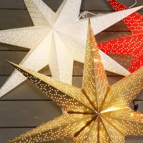 Vianočné svetelné hviezdy STAR TRADING Papierová hviezda Dot perforovaný vzor biela Ø70cm