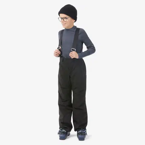 nohavice Detské hrejivé a nepremokavé lyžiarske nohavice PNF 900 čierne