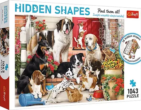 Hračky puzzle TREFL - Puzzle 1000 Hidden Shapes - Psy na verande