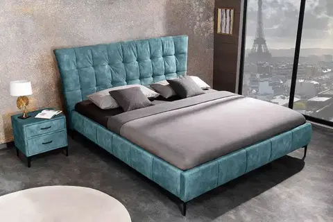 Postele LuxD Dizajnová posteľ Bailey 180 x 200 cm petrolejový zamat