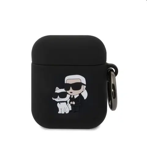Slúchadlá Karl Lagerfeld 3D Logo NFT Karl and Choupette silikónový obal pre Apple AirPods 12, čierny 57983116474
