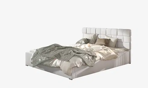 Postele NABBI Galimo UP 180 čalúnená manželská posteľ s roštom biela