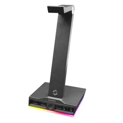 Slúchadlá Stojan na slúchadlá Speedlink Excello Illuminated, 3-Port USB 2.0 Hub, zvuková karta, čierny SL-800910-BK