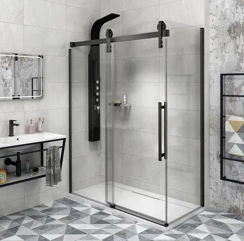 Sprchové dvere GELCO - VOLCANO BLACK obdĺžniková sprchová zástena 1600x900mm L/P varianta GV1416GV3490