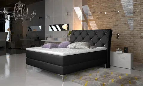 Postele NABBI Amika 160 čalúnená manželská posteľ s úložným priestorom čierna (Soft 11)