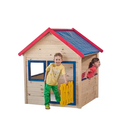 Hračky na záhradu Woody Drevený záhradný domček s farebným lemovaním 10110 