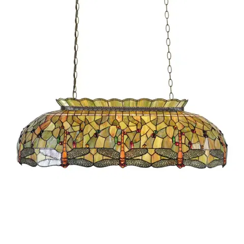Závesné svietidlá Clayre&Eef Zelená závesná lampa Fania v štýle Tiffany