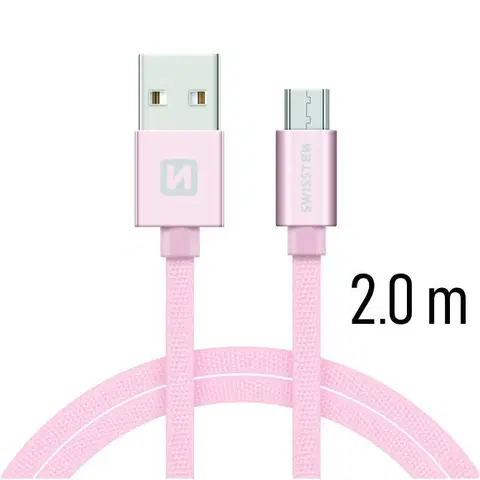 Dáta príslušenstvo Dátový kábel Swissten textilný s Micro-USB konektorom a podporou rýchlonabíjania, ružovozlatý 71522305
