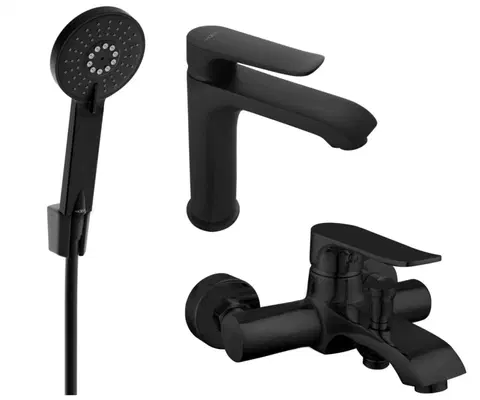 Sprchy a sprchové panely MEXEN/S - Pecos R40 Set umývadlové a vaňové batérie s príslušenstvom, čierna 72703R40-70
