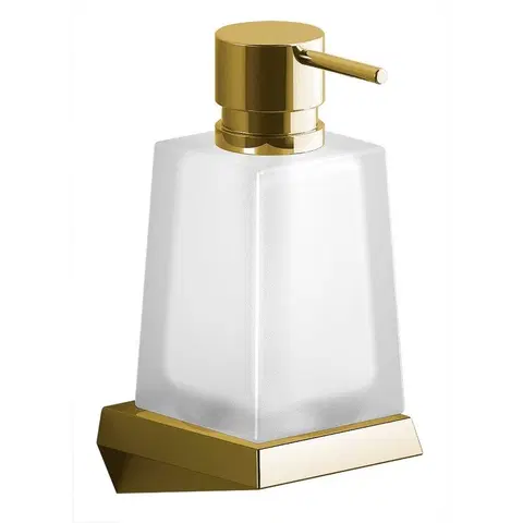 Držadlá k vani SAPHO - SOUL závesný dávkovač mydla 350 ml, mliečne sklo, zlato 164929