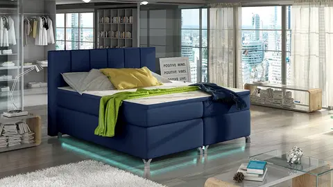 Postele NABBI Barino 180 čalúnená manželská posteľ s úložným priestorom modrá