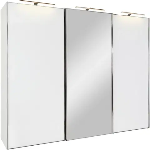 Šatníkové skrine s posuvnými dverami Šatníková skriňa so zrkadlom Sonate Rom, 249x222 Cm, Biela
