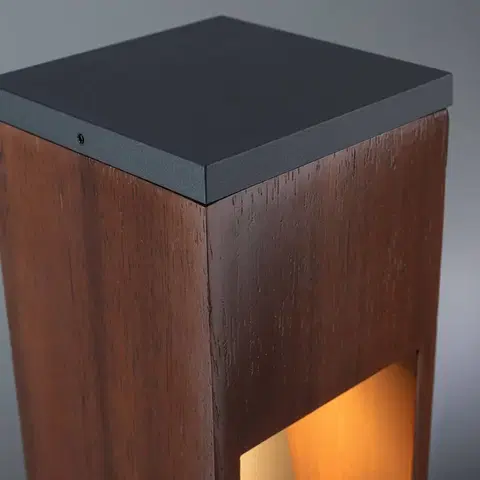 Vonkajšie stojanové svietidlá Paulmann Paulmann Trabia LED podstavcové svetlo drevo, výška 60 cm