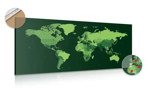 Obrazy na korku Obraz na korku detailná mapa sveta v zelenej farbe