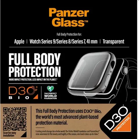 Príslušenstvo k wearables Tvrdené sklo Full Body D3O PanzerGlass pre Apple Watch 9, 8, 7 45 mm, priesvitné
