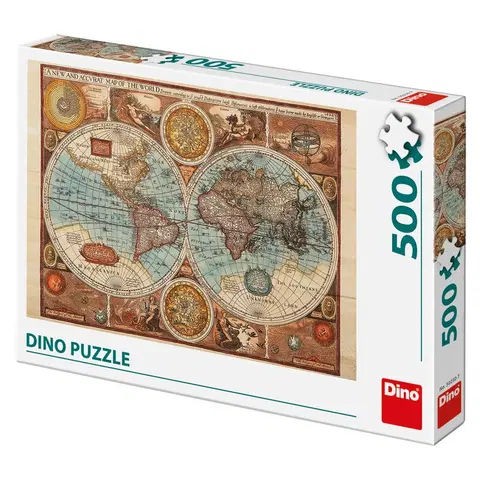 Hračky puzzle DINO - Mapa sveta z roku 1626, 500 dielikov