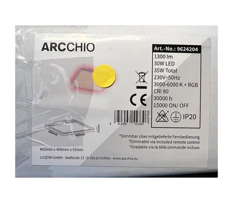 Svietidlá Arcchio Arcchio - LED RGBW Stmievateľné stropné svietidlo BRENDA LED/30W/230V + DO 