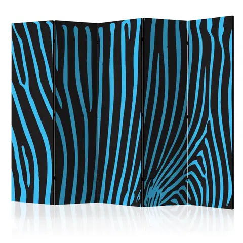 Paravány Paraván Zebra pattern (turquoise) Dekorhome 225x172 cm (5-dielny)