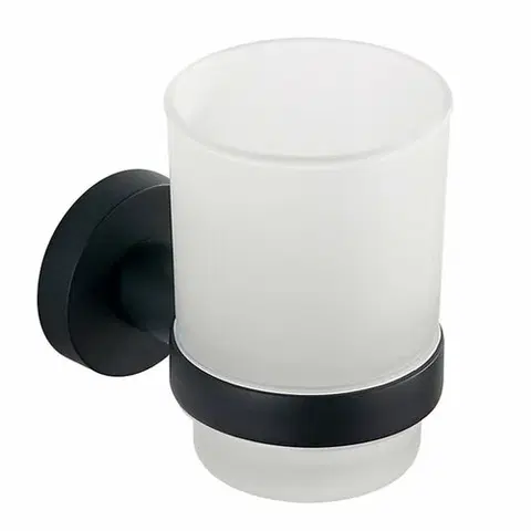 Stojany na kefky AQUALINE SB204 Samba pohár, mliečne sklo, čierna